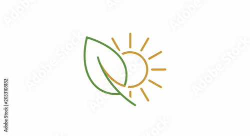 Stylized sun and leaf, symbol of nature and renewal
