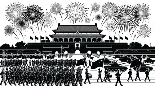 Photos Military parade marching in front of the Tiananmen Gate in Beijing
