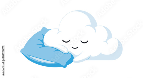 Foto Sleeping Cloud Cartoon Character Smiling.