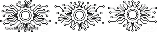 Foto Circuit board gear icons with microchip technology