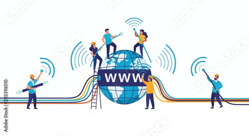 Fotografi A team of professionals working together to maintain and connect global internet infrastructure