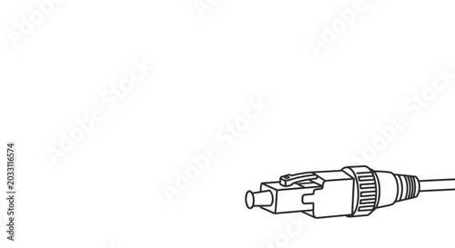 Valokuva A detailed line drawing of an SC fiber optic connector attached to a cable