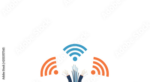 Slika na platnu Fiber optic cables transmitting wireless internet signals.