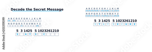 Bild auf Leinwand Cryptogram puzzle Vector illustration: Cybersecurity theme with numbers and symb