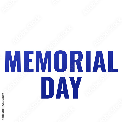Memorial Day Text on White Background