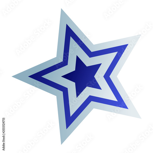 3D Blue and White Star Shape with Geometric Design on Transparent Background
