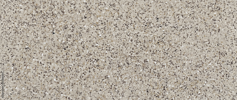Fototapeta premium Terrazzo background features a beautiful beige stone surface with beautifully detailed mosaic speckles
