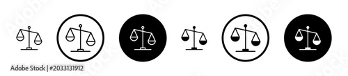 Balance scale icon filled flat and line versions