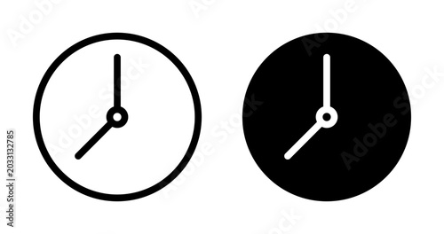 Photos Clock seven icon filled flat and line versions