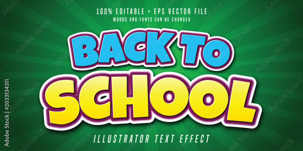 Fototapeta premium Back to School 3D Editable Text Effect on green background