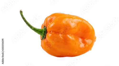 Vibrant orange Habanero pepper PNG, Isolated on transparent background