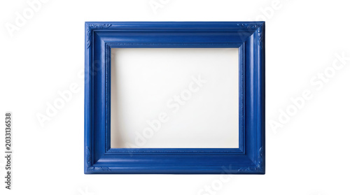 Ornate Royal Blue Picture Frame Isolated on Transparent Background
