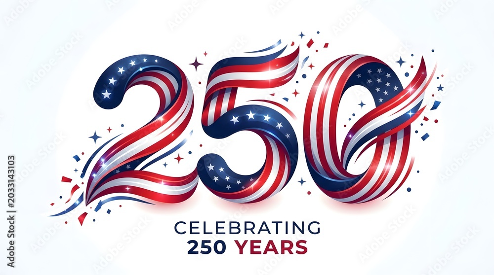 Obraz premium 250th anniversary celebration with patriotic american flag design