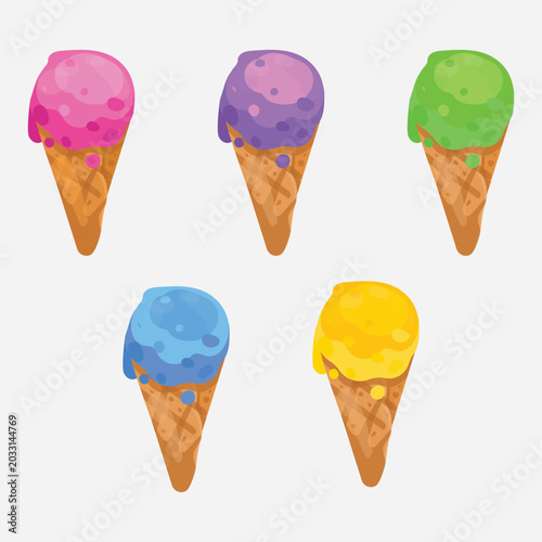 Colorful Ice Cream Cone Collection Set