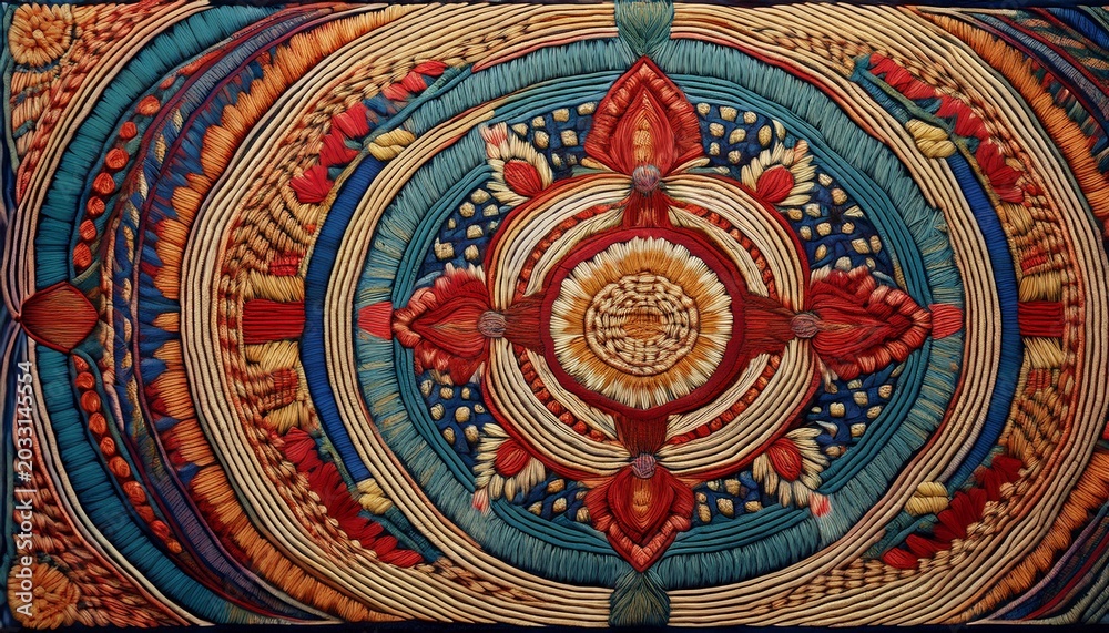 Fototapeta premium woven tapestry with intricate pattern and textures created with generative ai