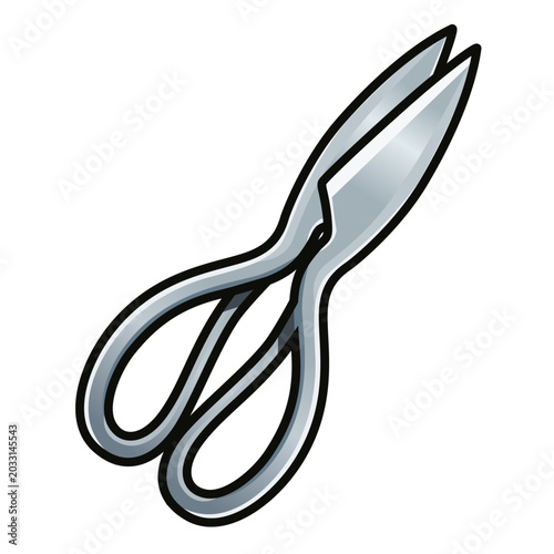 Classic Sheep Metal garden shears pruning scissors cartoon vector illustration isolated on white background