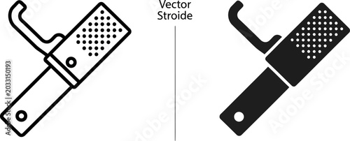 Tableau sur toile Black and white vector graphic of a corn and callus remover tool on a white back