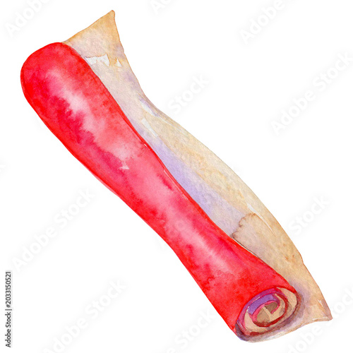 Fotografie Red roll of paper with a small corner turned up