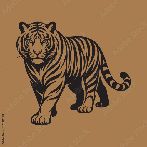 Realistic Tiger Black and White Illustration