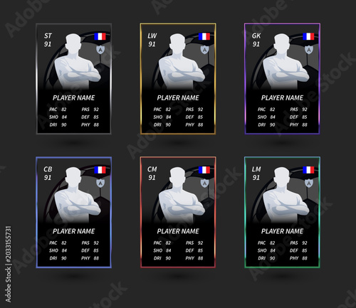 Foto Football Player Card Template Set with Stats – Striker, Goalkeeper and Midfielde
