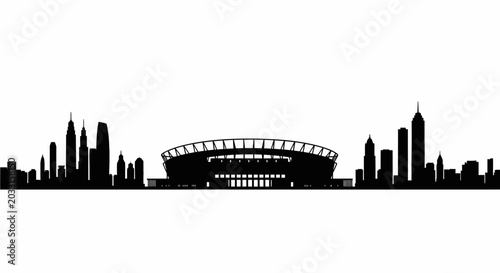 Fifa World Cup 2026, World Cup, Fifa, City skyline, urban silhouette, black cityscape, modern skyline isolated on White Background