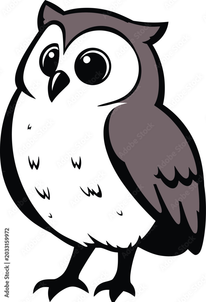 Obraz premium Cute cartoon a illustrator silhouette Barn owl