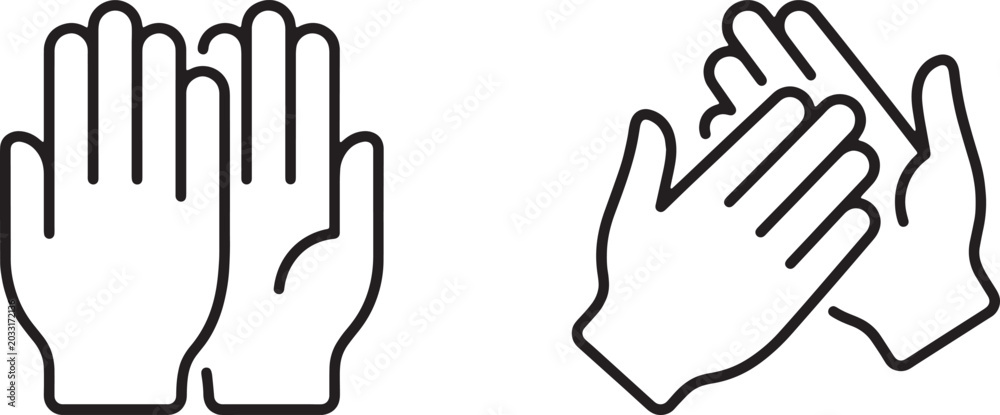 Obraz premium Art & Illustration, Minimalist Clapping Hands Applause Outline Icons Vector