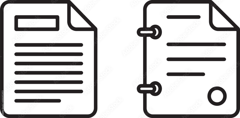 Obraz premium Art & Illustration, Corporate Document File and Legal Certificate Binder Outline Icons