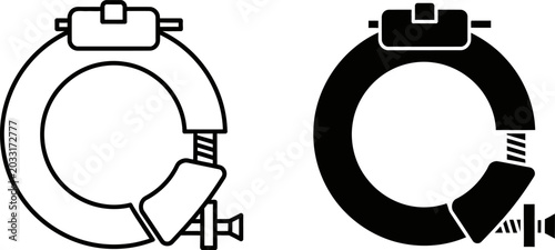 Fotografie C clamp and hose clamp icons on white background for design