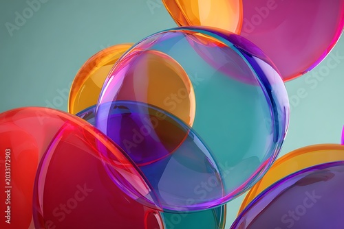 Colorful bubbles on green background