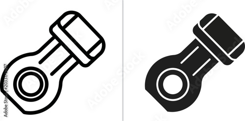 Bild auf Leinwand Engine connecting rod icon set isolated on white and black backgrounds symbolizi