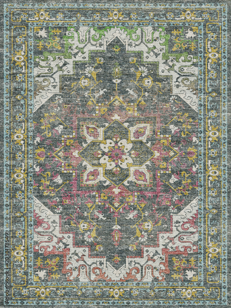 Fototapeta premium Digital textured modern rug, classic carpet , traditional rug ,textile flooring rug , covering floor , mat , runner ,carpet pattern , sublimatation design , direct printing design,vinta