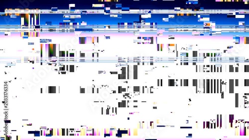 Digital TV glitch with pixels and flashing light