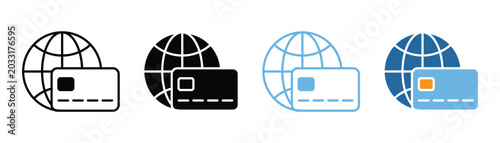 Bild auf Leinwand Set of global online payment and credit card icons