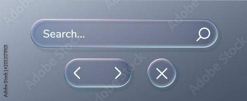 Vászonkép Glass box button and bubble text 3d with liquid holographic