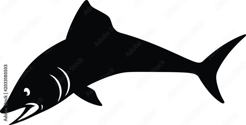 Fototapeta premium Cute cartoon a illustrator silhouette barracuda