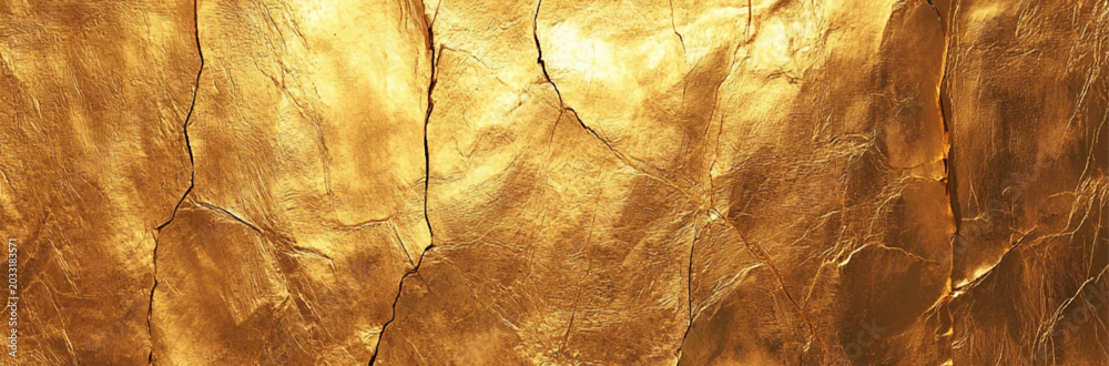 Fototapeta premium Premium Golden Textured Sheet with Cracks Foil Creases Overlay