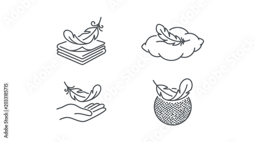 Schilderij op canvas Softness and Comfort Feather Icon Set