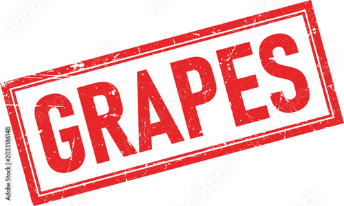 Bild auf Leinwand Grunge red rectangular rubber stamp imprint featuring the word GRAPES with a rou