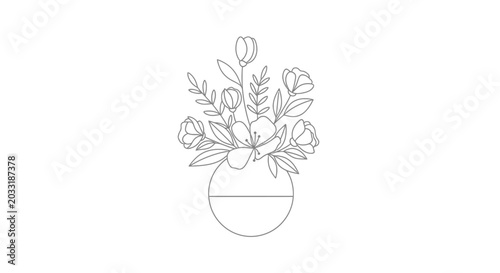 White flower in vase floral vector illustration design with vintage botanical pattern and spring summer nature decoration style