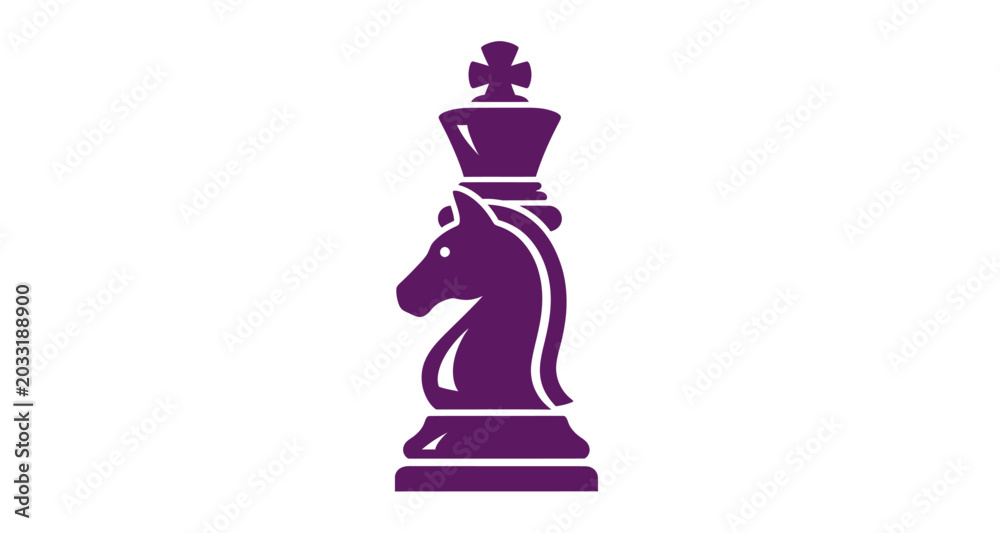 Fototapeta premium Purple chess knight silhouette on transparent background