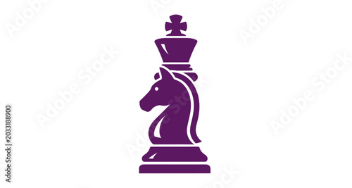 Foto Purple chess knight silhouette on transparent background