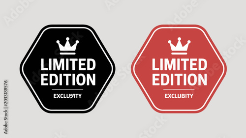Fotografía Hexagon shaped limited edition labels vector illustration with black and red col