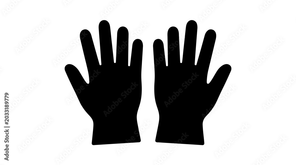 Fototapeta premium Black glove icons, hand silhouettes, palm up, vector graphics, hand gestures