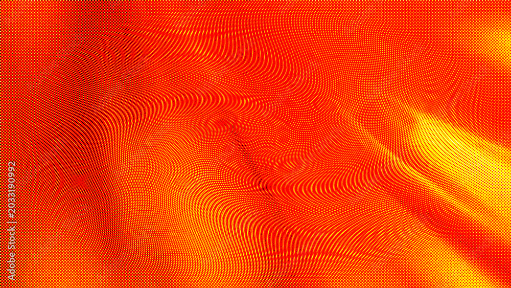Fototapeta premium Abstract red and yellow halftone background with wavy lines and gradient texture