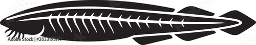 Foto Stylized fish skeleton icon minimalist black and white vector illustration for b