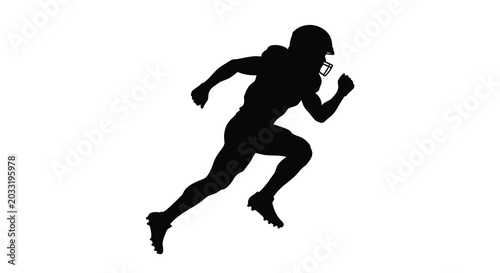 American football player running silhouette