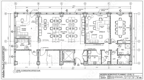 Bild auf Leinwand Level 12 existing office floor plan architectural drawing