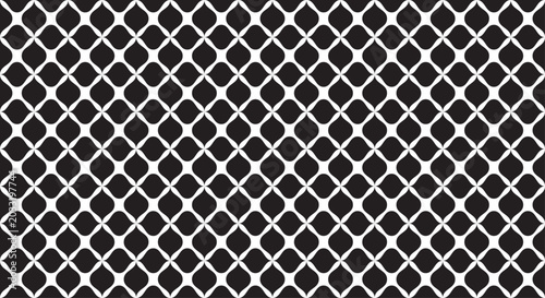 Foto Elegant black and white geometric seamless pattern with abstract wavy trellis net grid lattice background