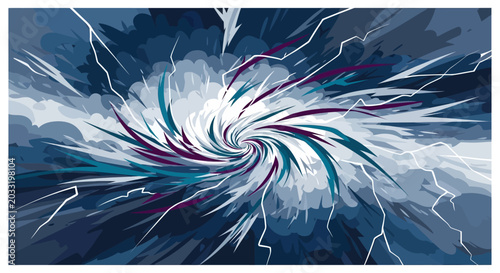 Abstract blue lightning vortex swirl with dramatic energy.